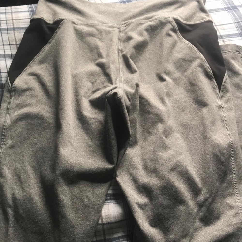 Black and grey athletic leggings